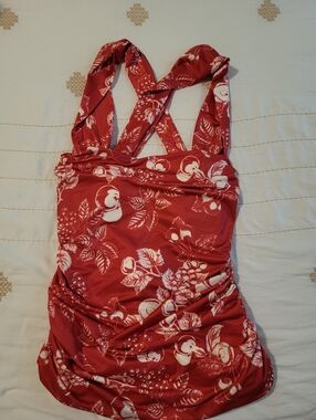 Free People Red Floral Top